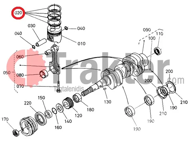 ΕΛΑΤΗΡΙΑ ΠΙΣΤΟΝΙΟΥ ORIGINAL KUBOTA 1a011-21050 1a011-21051